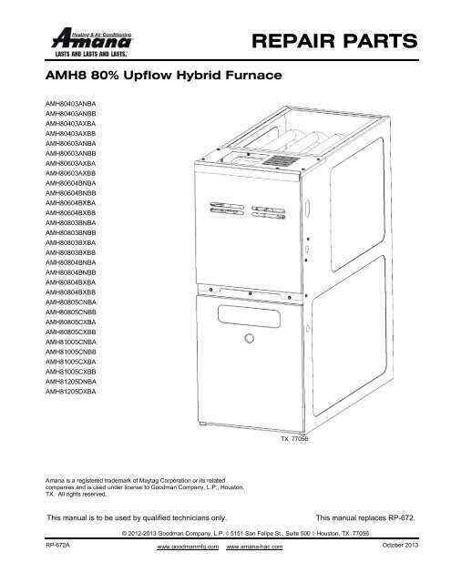 amana furnace parts diagram