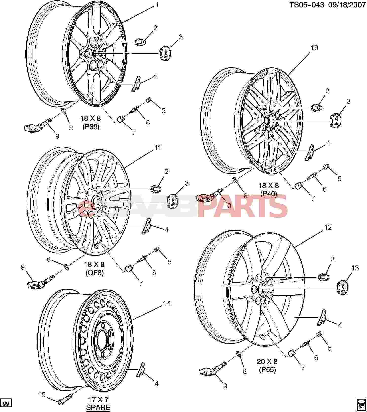 auto wheel parts diagram