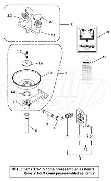 bradley wash fountain parts diagram