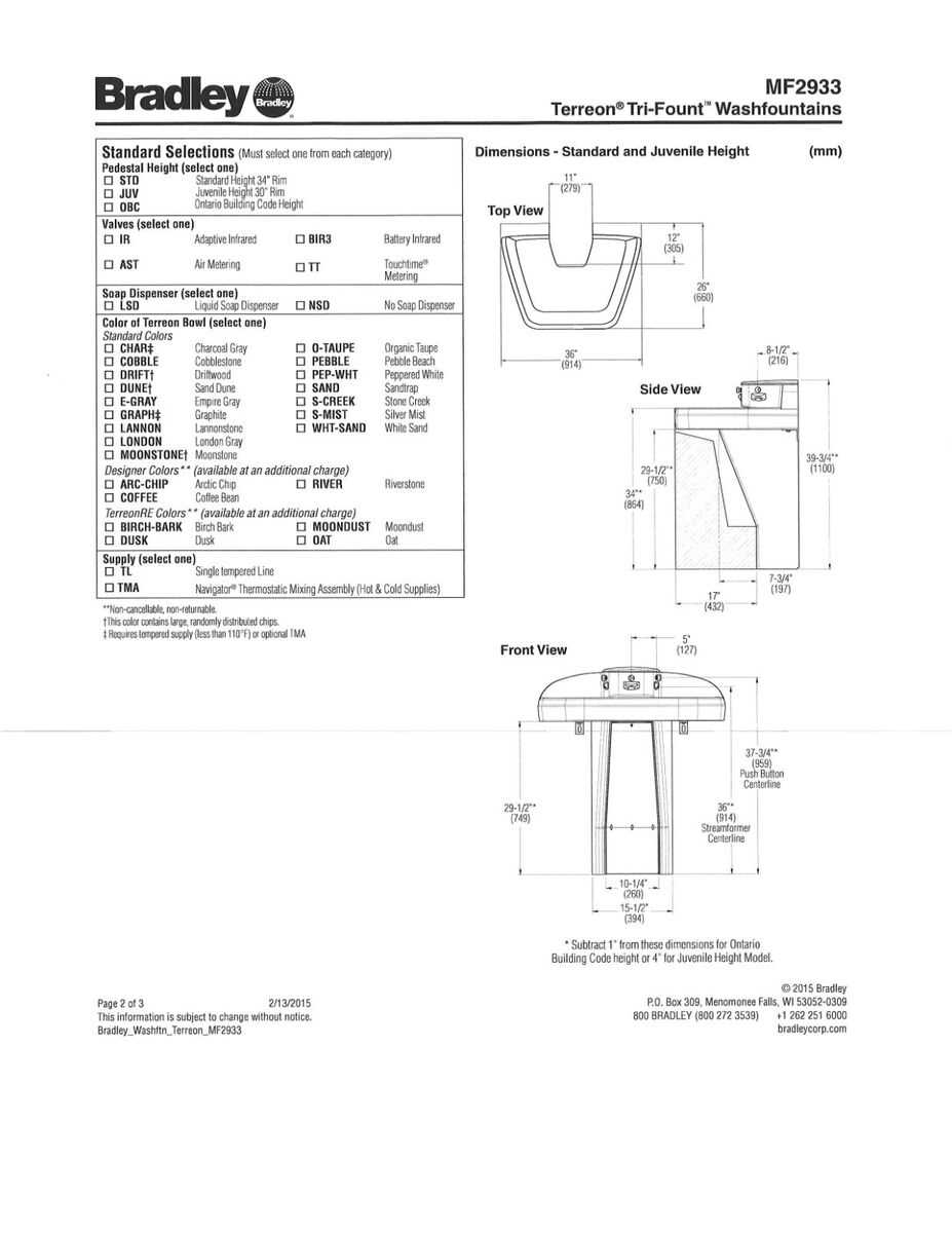 bradley wash fountain parts diagram