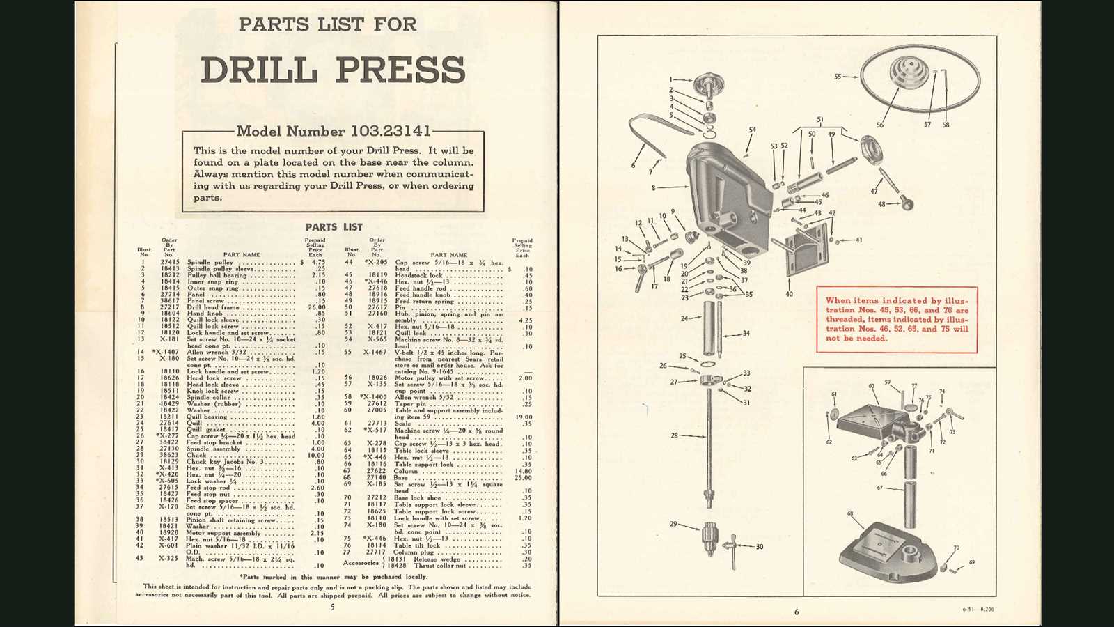 craftsman drill press parts diagram