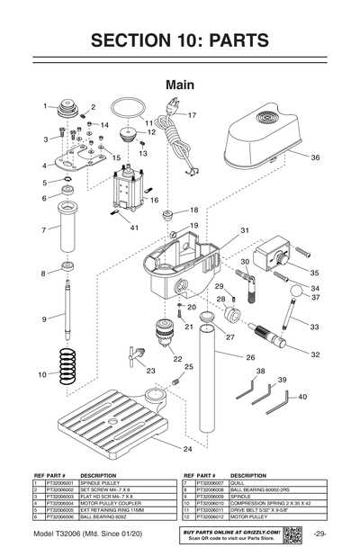 craftsman drill press parts diagram