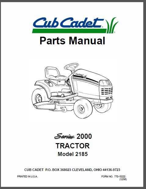 cub cadet 2185 parts diagram