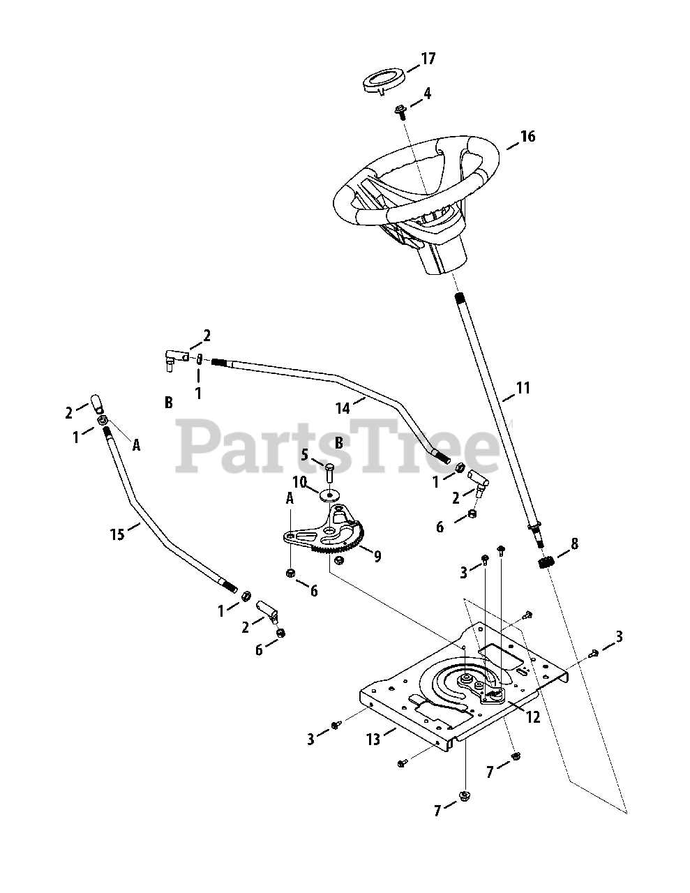 cub cadet lt1050 steering parts diagram