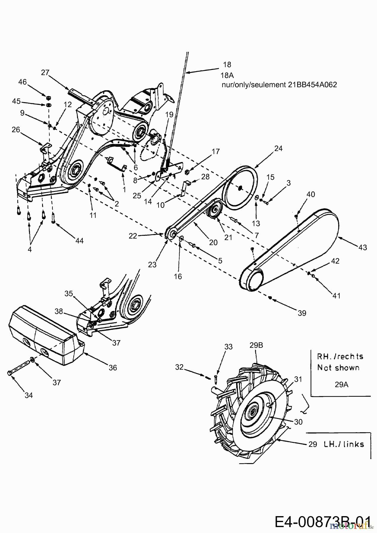 cub cadet rt 65 tiller parts diagram