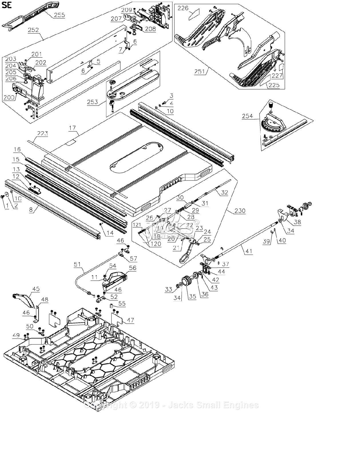 dewalt table saw parts diagram