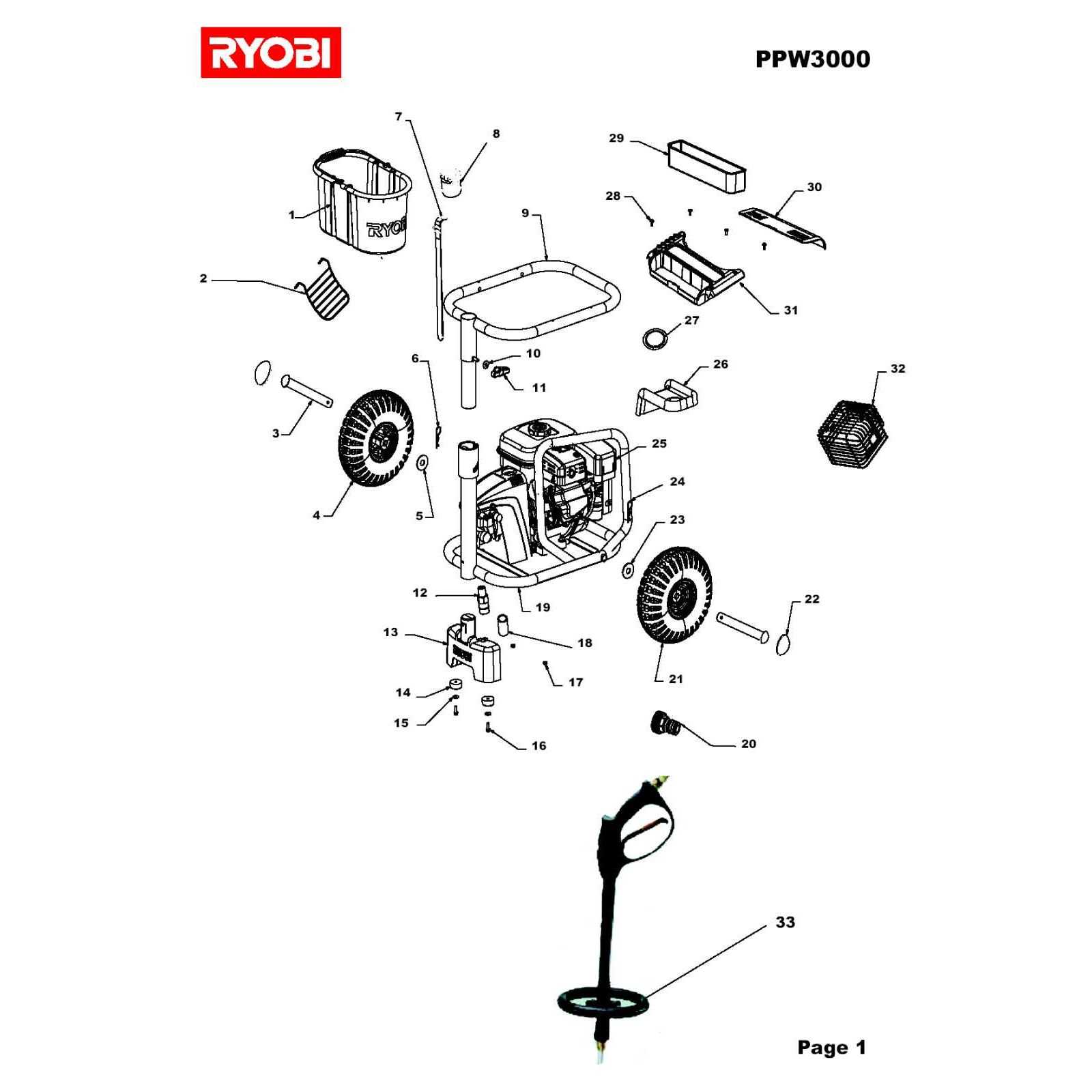 electric pressure washer parts diagram