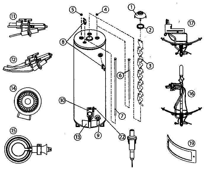 gas hot water heater parts diagram