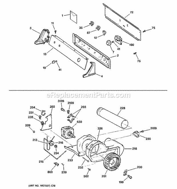 ge gas dryer parts diagram