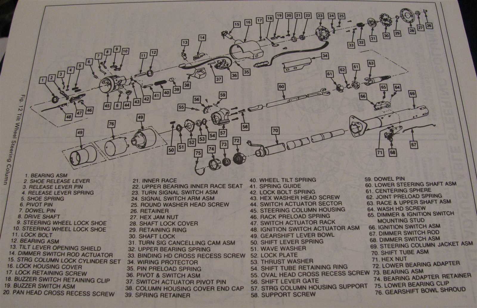 gm steering column parts diagram