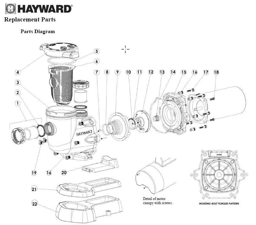 hayward pool pump parts diagram