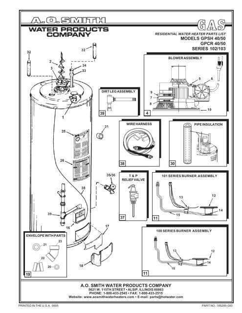 hot water heater parts diagram