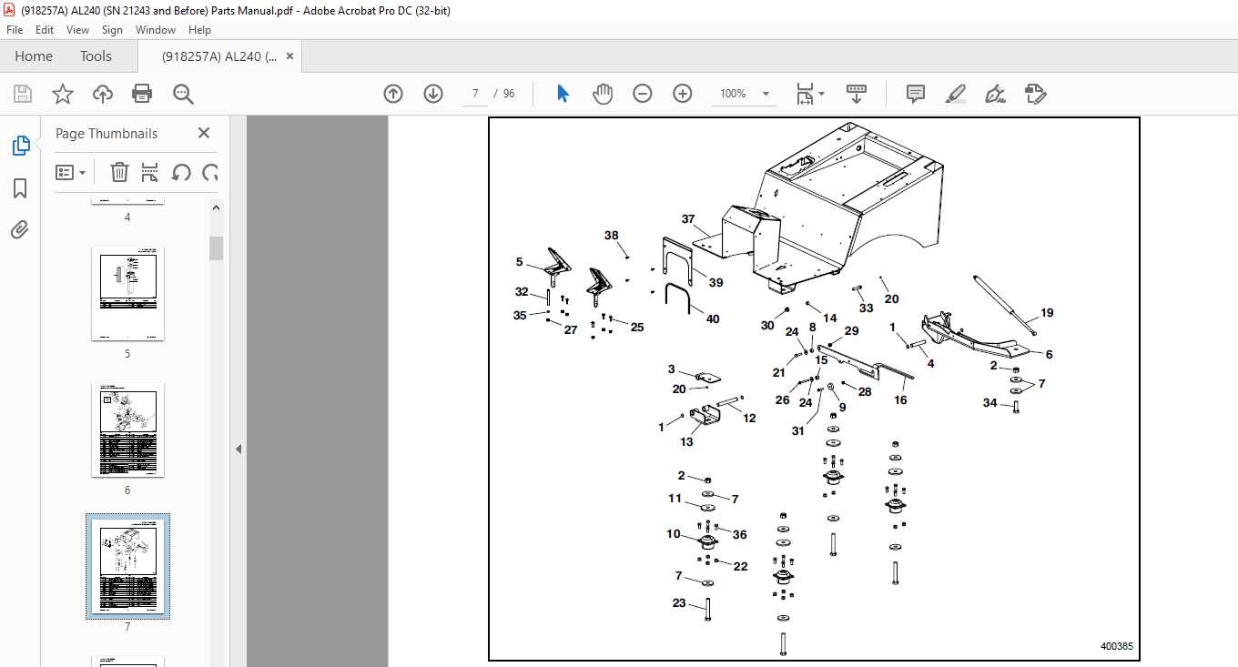 john deere 240 parts diagram