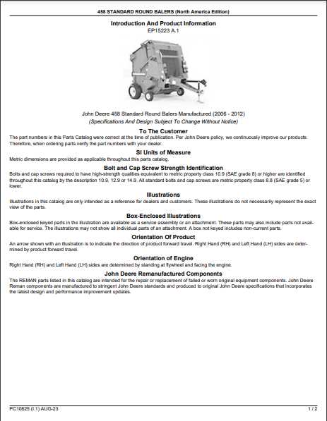 john deere 458 baler parts diagram