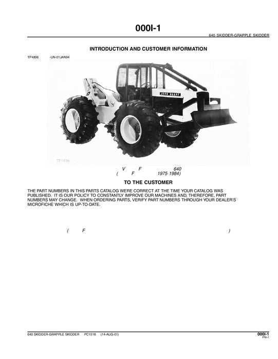 john deere 640 loader parts diagram