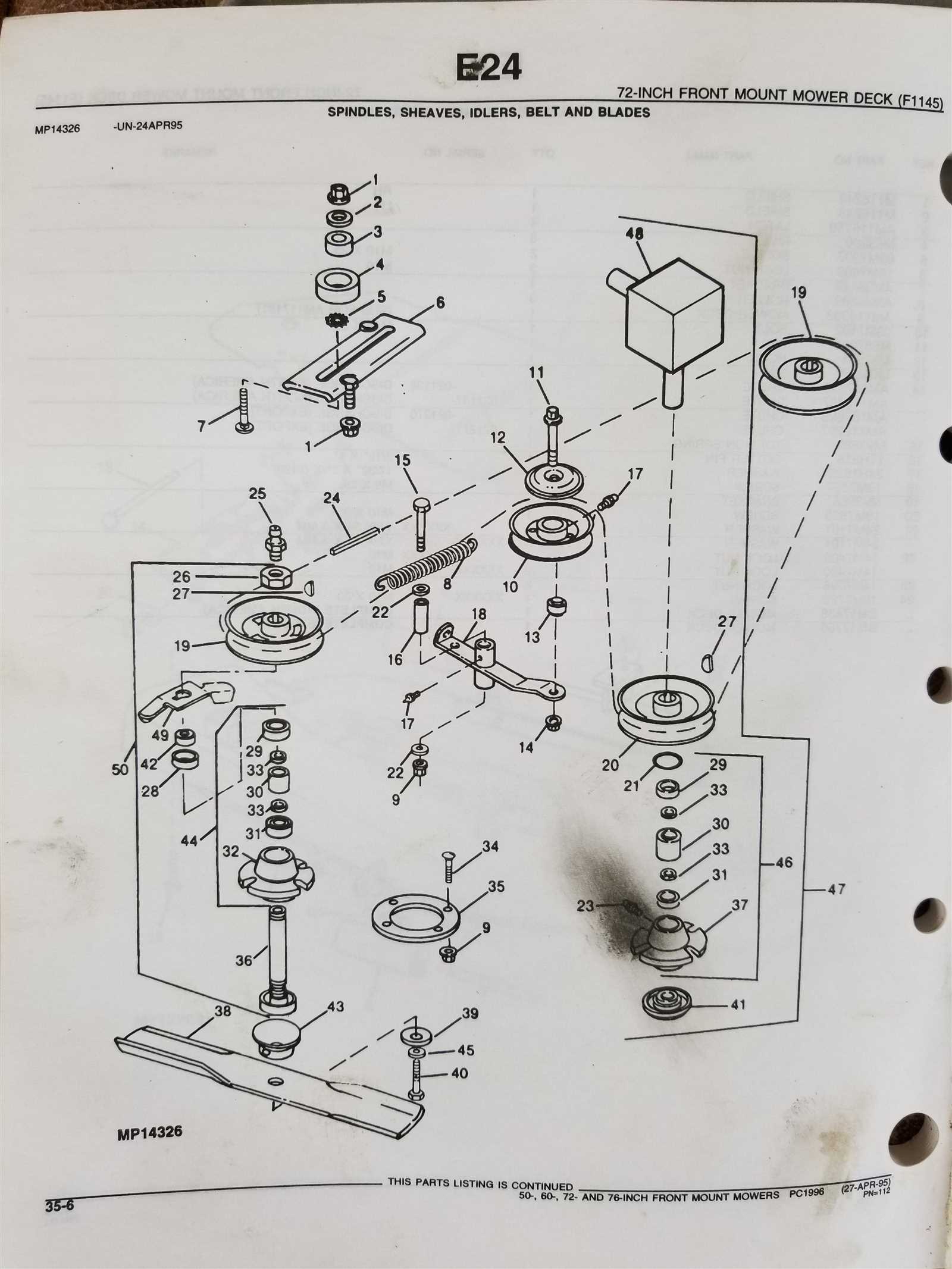 john deere 72 inch mower deck parts diagram