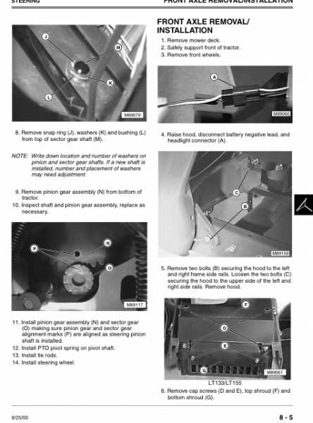 john deere lt155 steering parts diagram