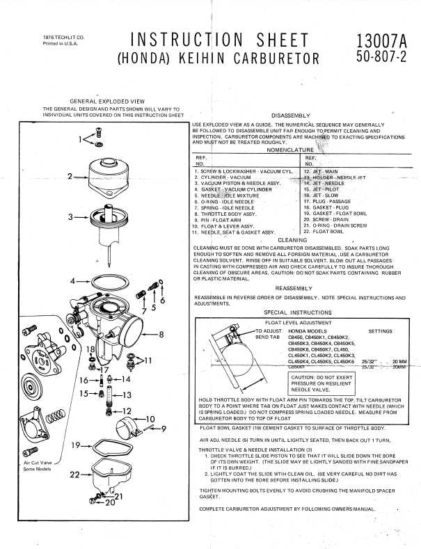 keihin carburetor parts diagram