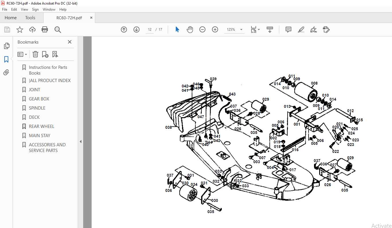 kubota 60 inch mower deck parts diagram