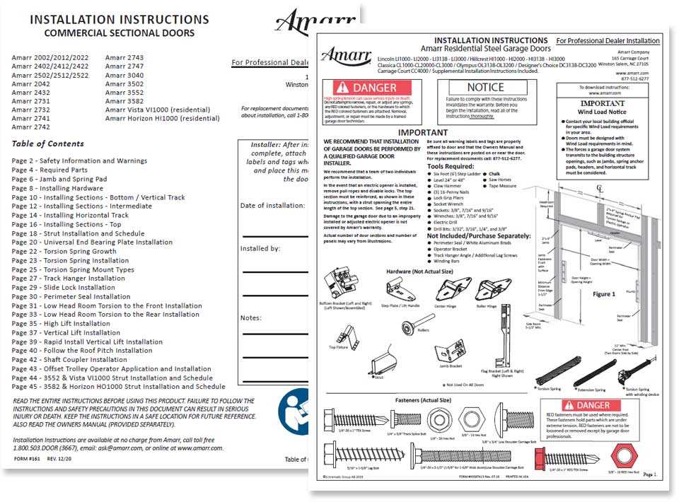 manual garage door parts diagram