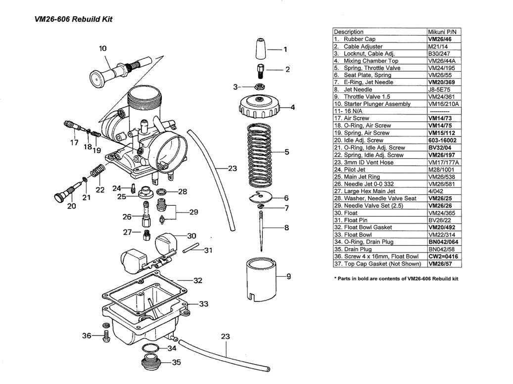 mikuni carburetor parts diagram