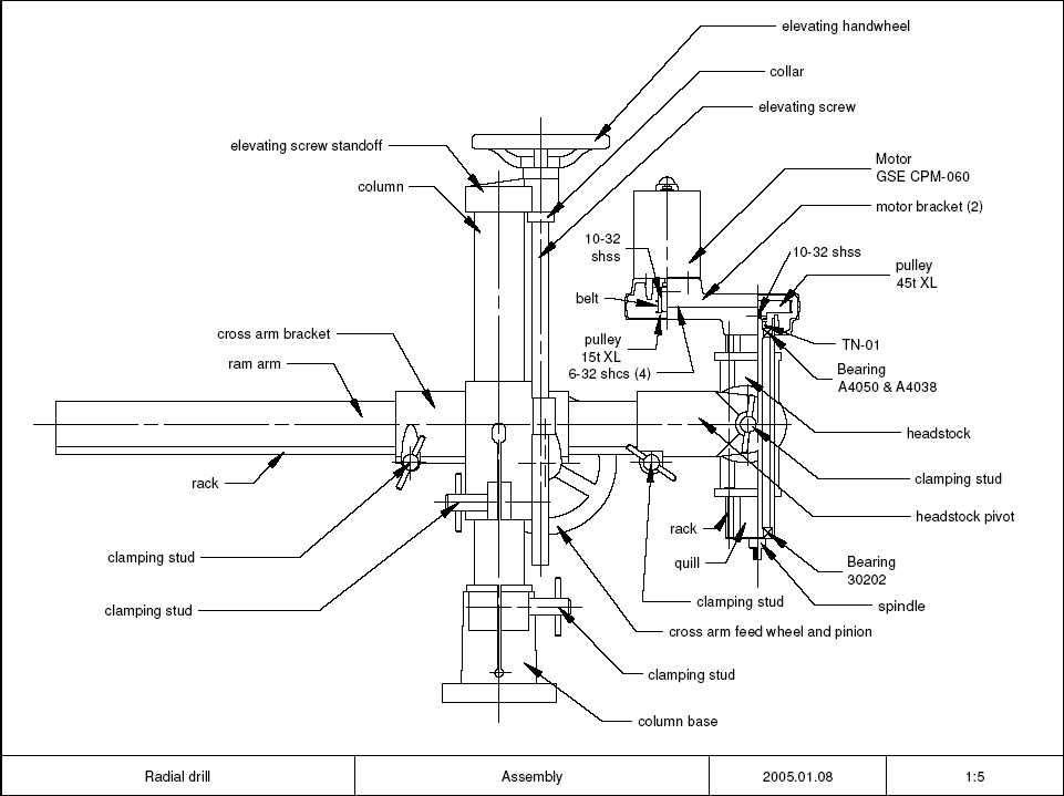 parts of a drill press diagram