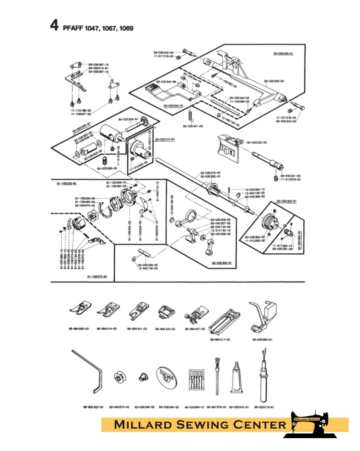 pfaff sewing machine parts diagram