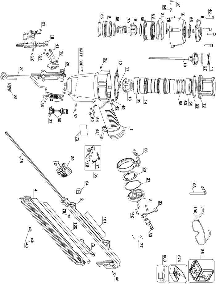 porter cable fn250a parts diagram