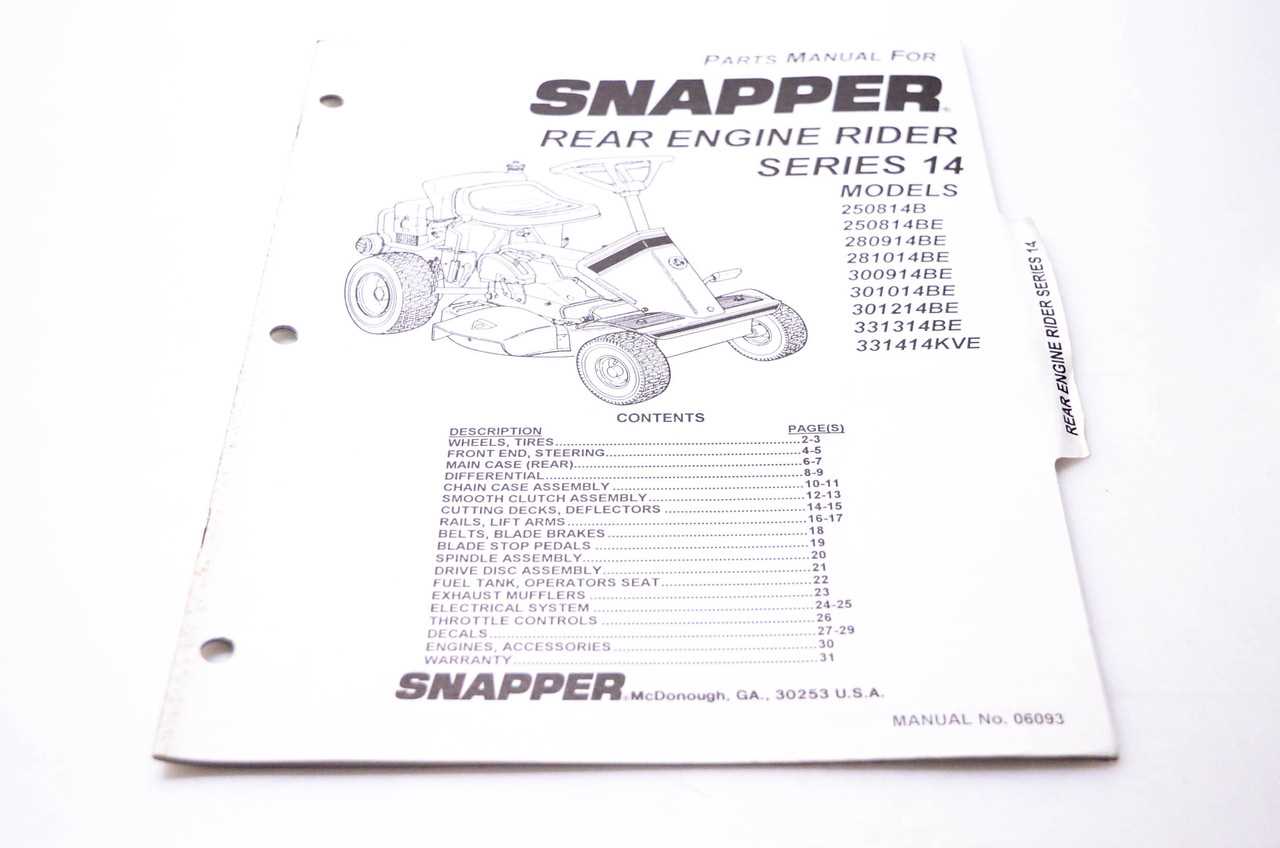 rear engine snapper riding mower parts diagram