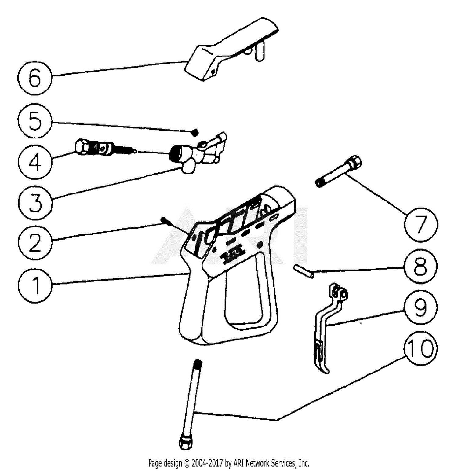 replacement pressure washer gun parts diagram