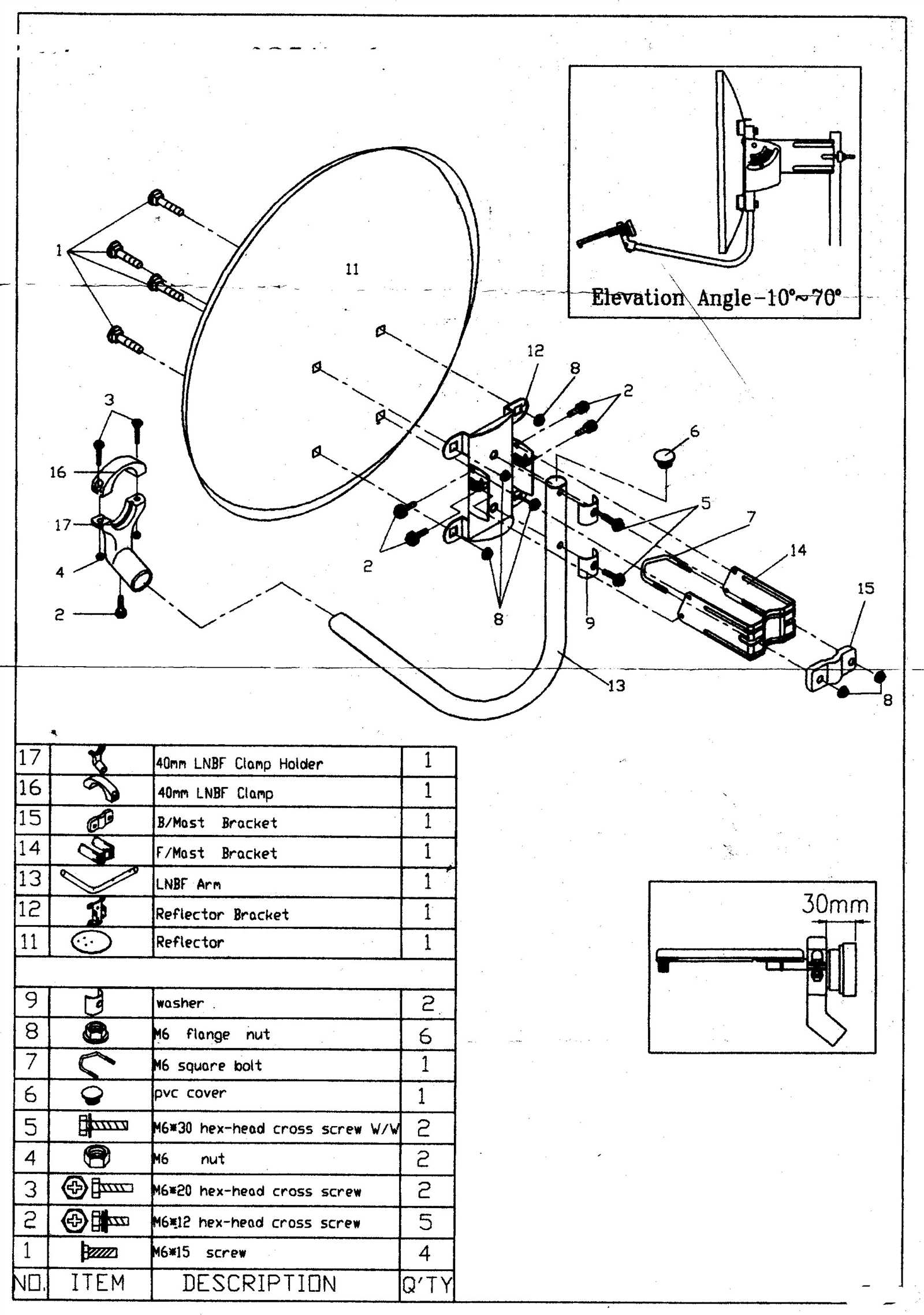 satellite dish parts diagram