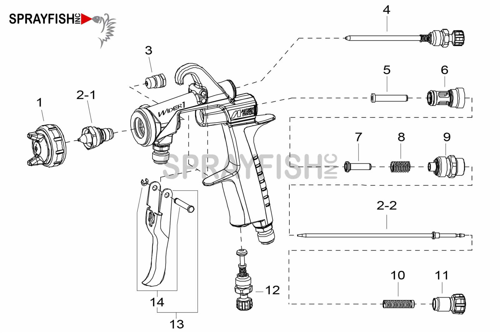 spray gun parts diagram