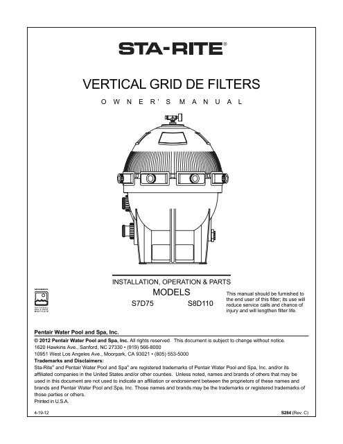 sta rite pool filter parts diagram