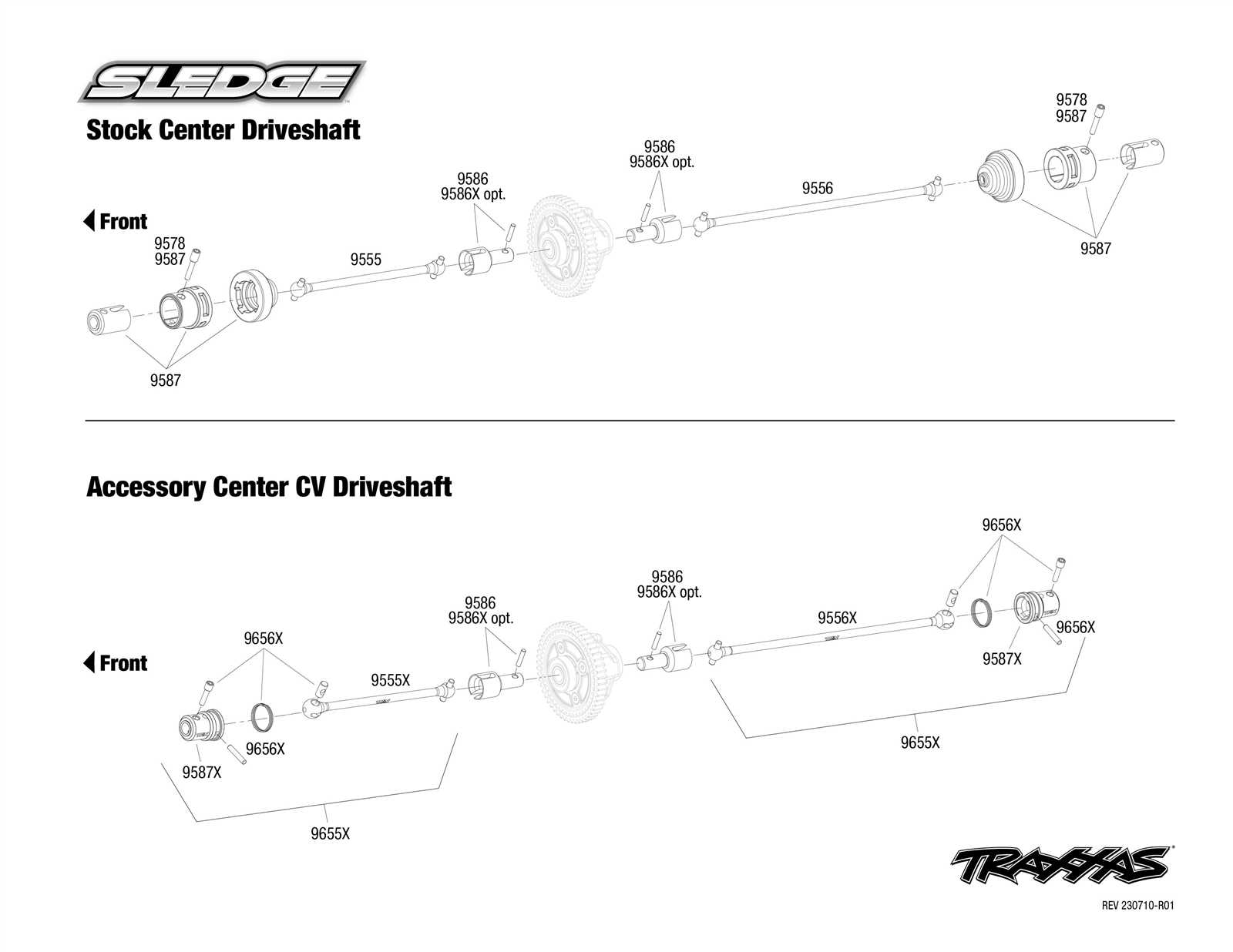 traxxas sledge parts diagram