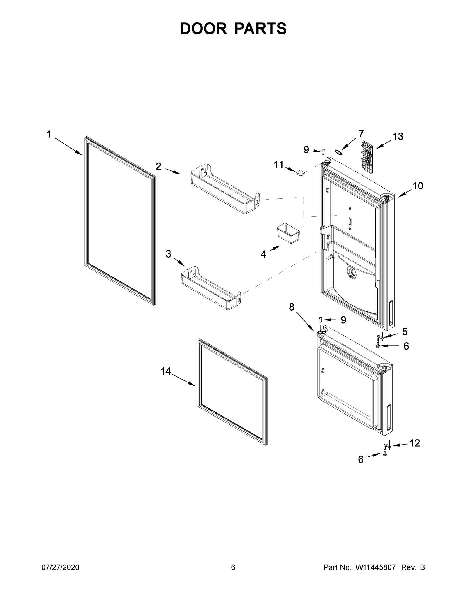 whirlpool refrigerator door parts diagram