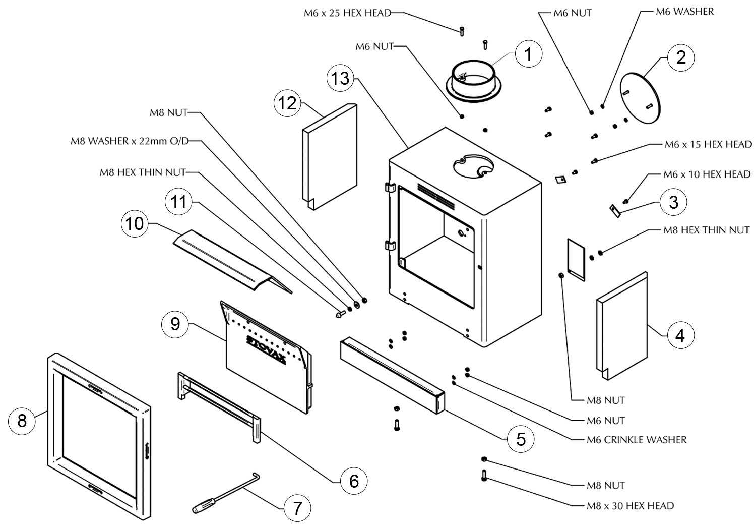 wood stove parts diagram