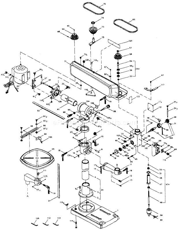 craftsman drill press parts diagram