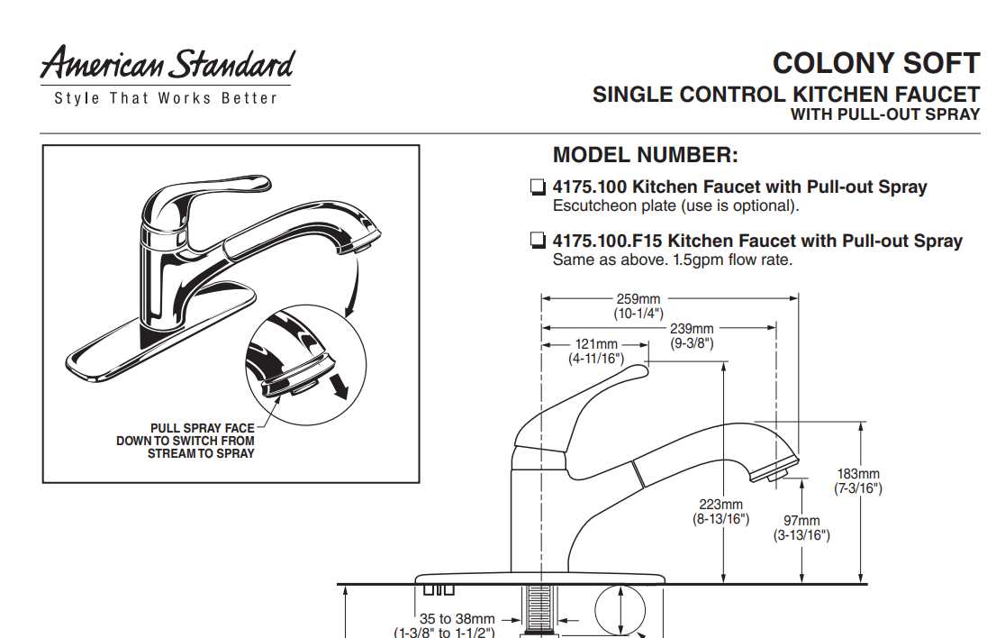 american standard kitchen faucet parts diagram