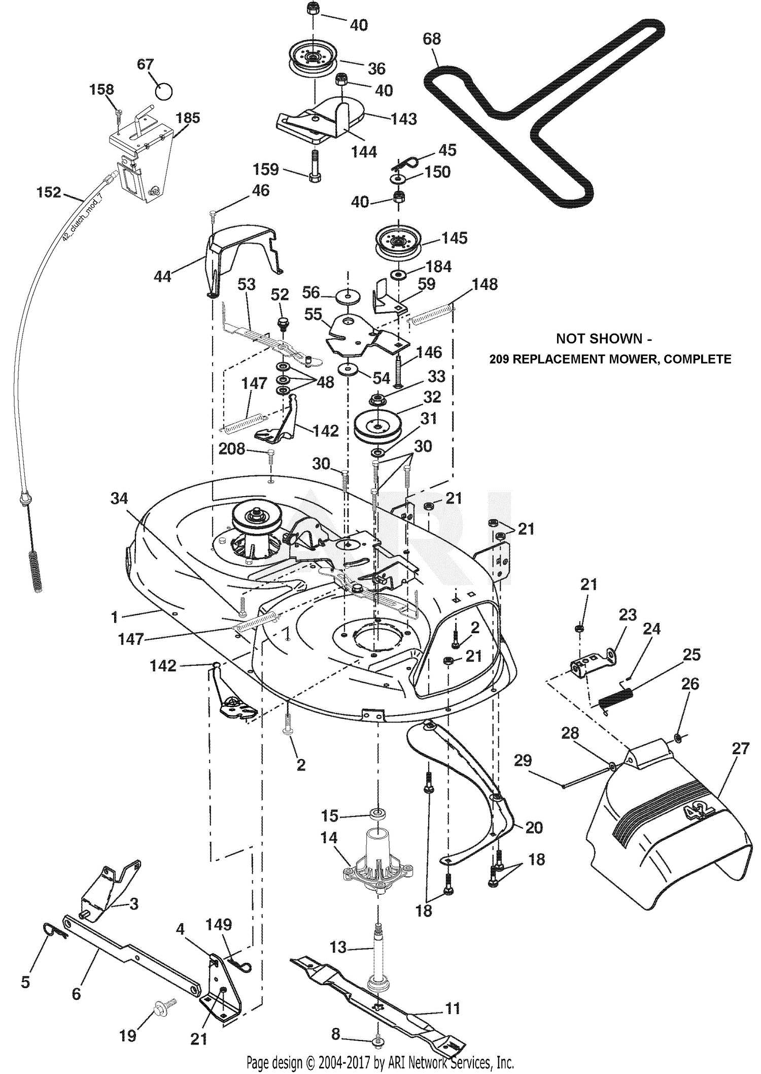 ariens 42 inch riding mower parts diagram