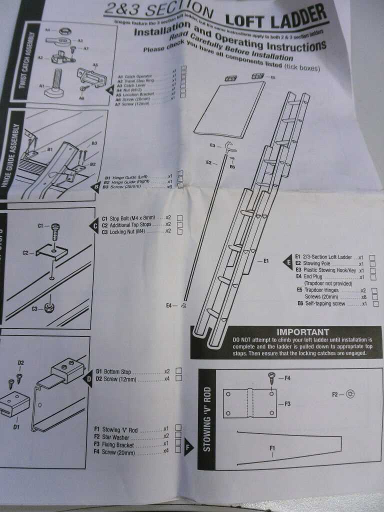 attic ladder parts diagram