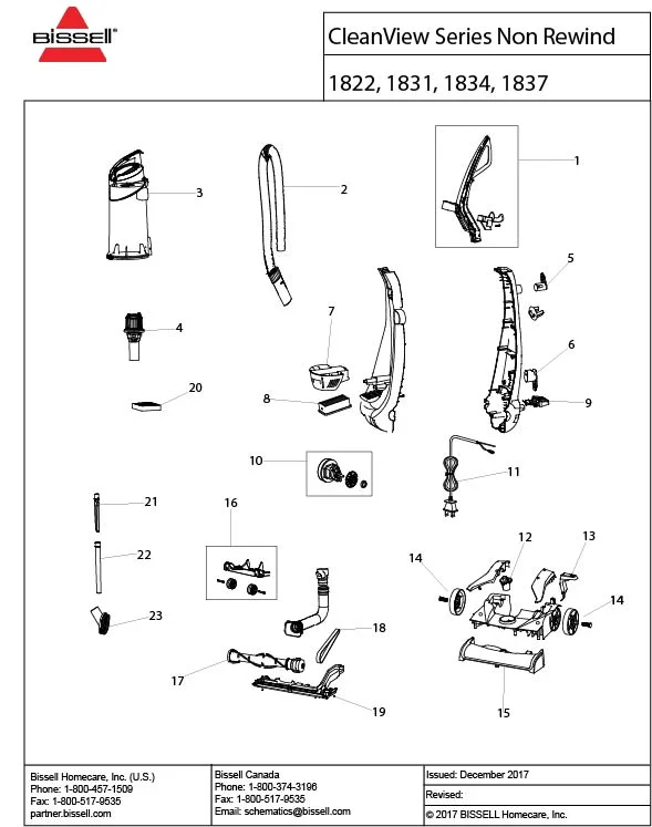 bissell cleanview parts diagram