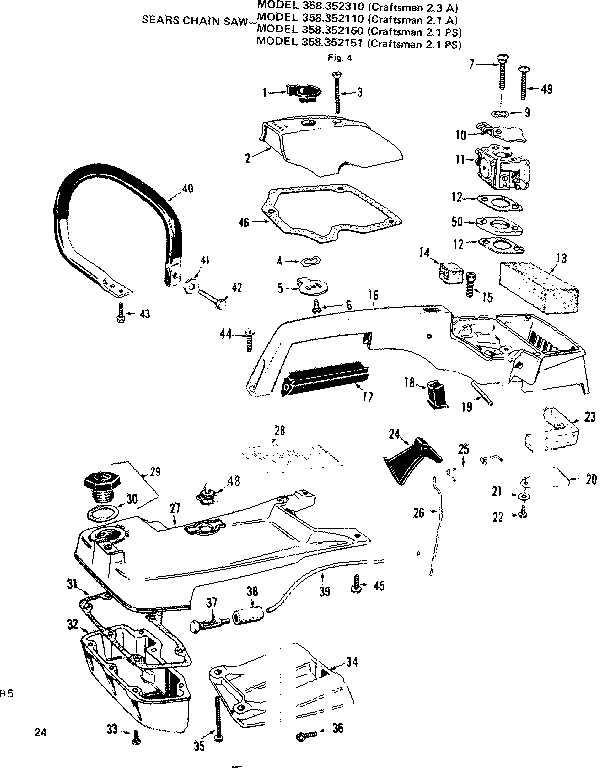 craftsman 358 chainsaw parts diagram