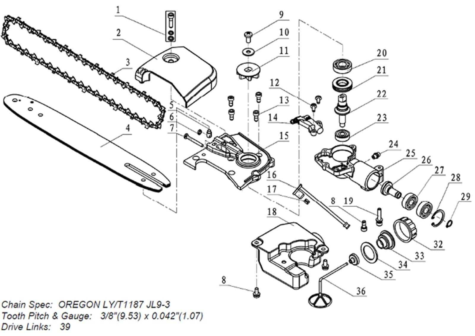 craftsman chainsaw parts diagram