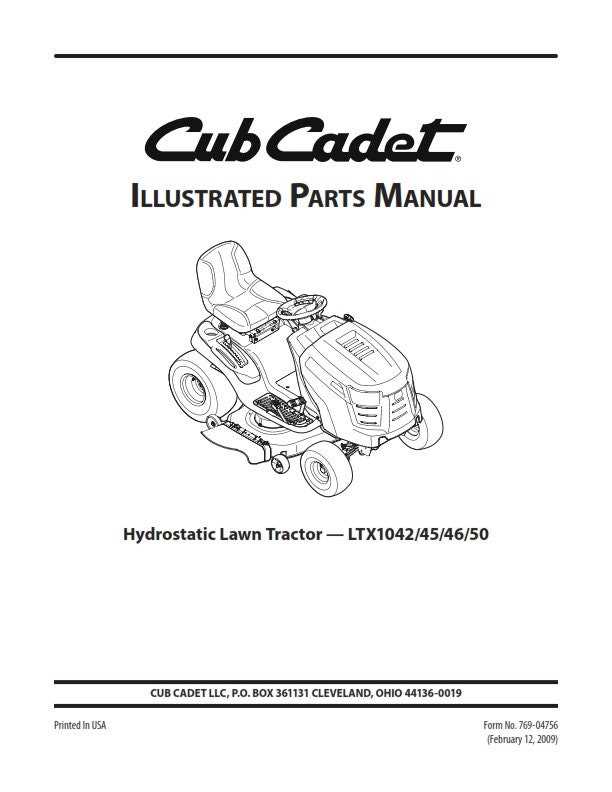 cub cadet lt1050 steering parts diagram