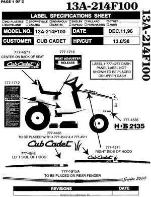 cub cadet hds 2135 parts diagram