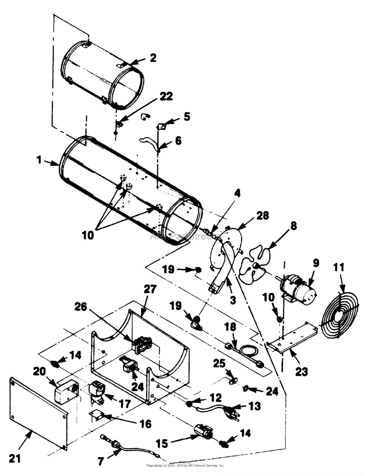 propane heater parts diagram