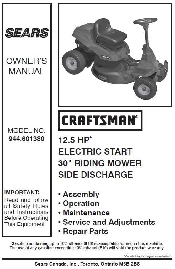 craftsman 30 inch riding mower parts diagram