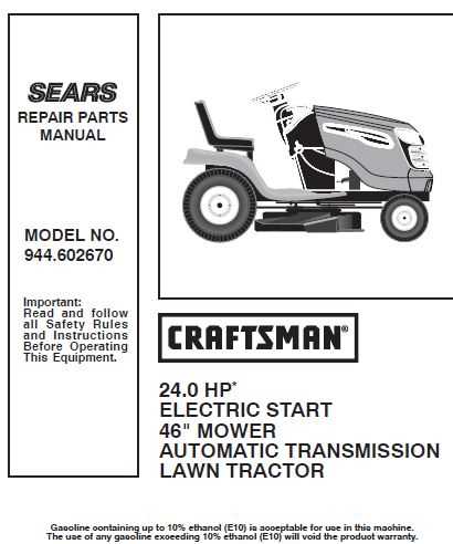 craftsman riding lawn mower parts diagram