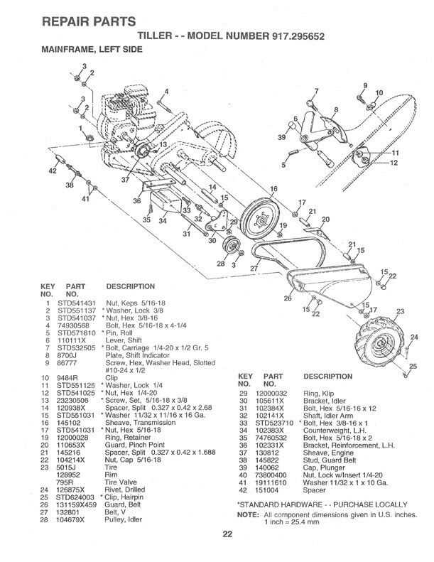 craftsman tiller parts diagram