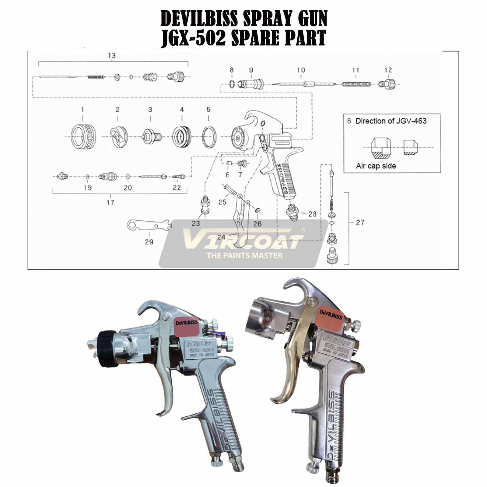 spray gun parts diagram